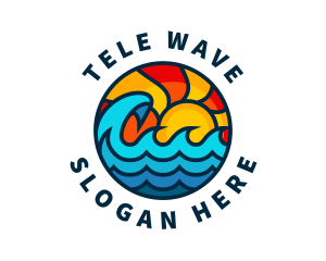 Sunny Beach Ocean Wave logo design