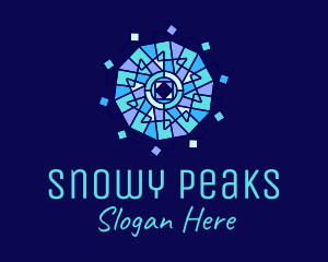 Stained Glass Winter Snowflake logo design