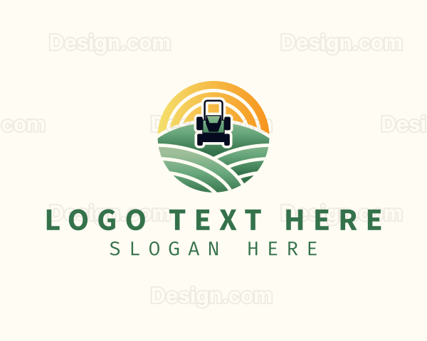 Field Lawn Mower Landscaping Logo