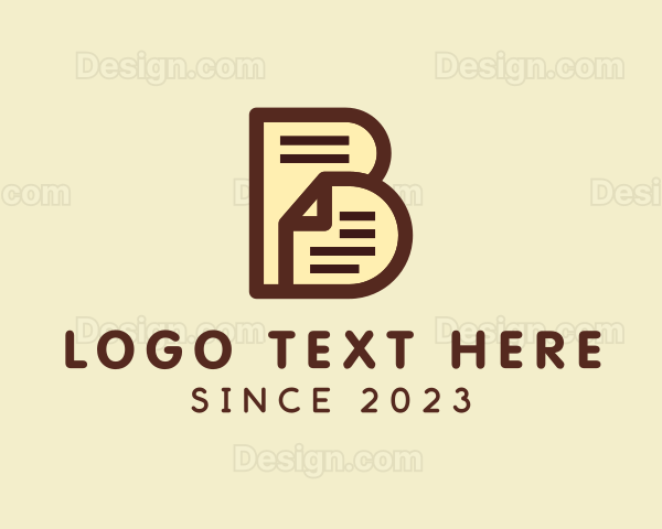 Paper Document Letter B Logo