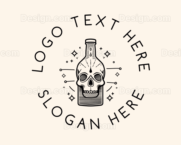 Skull Beer Brew Bottle Logo