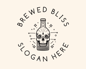 Skull Beer Brew Bottle logo design