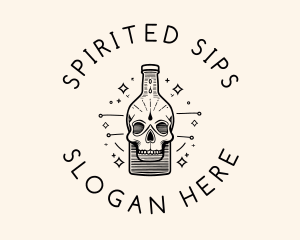 Skull Beer Brew Bottle logo design