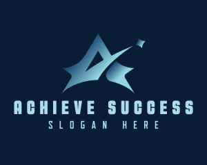 Shooting Star Arrow Letter A logo design