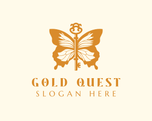 Gold Butterfly Key Wings logo design