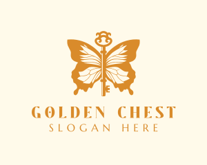 Gold Butterfly Key Wings logo design