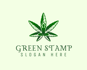 Green Cannabis Meditation logo design