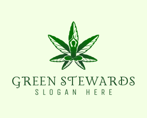 Green Cannabis Meditation logo design