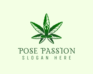 Green Cannabis Meditation logo design