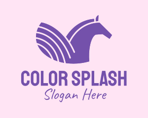 Purple Unicorn Horse logo design