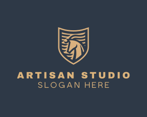 Elegant Horse Shield logo design