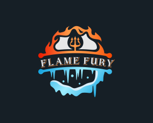 Pitchfork Icicle Flame logo design