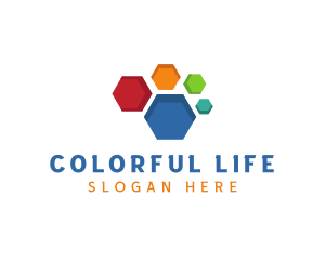 Colorful Geometric Honeycomb logo design