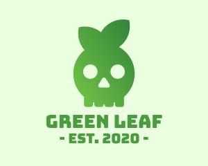 Green Leaf Skull logo design