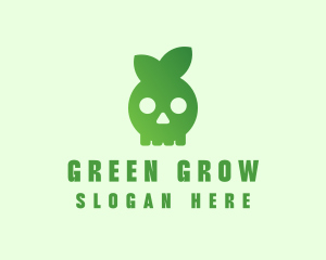 Green Leaf Skull logo design