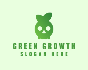 Green Leaf Skull logo design