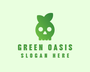 Green Leaf Skull logo design