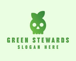 Green Leaf Skull logo design