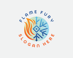 Flame Snowflake Ventilation logo design