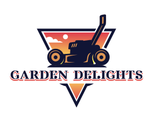 Lawn Mower Field Sunset logo design