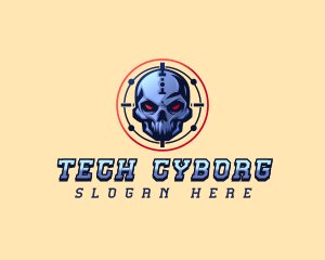 Cyborg Skull Crosshair logo design