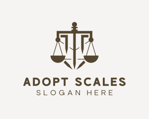 Brown Sword Scale Law logo design