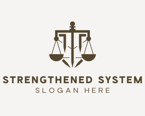 Brown Sword Scale Law logo design