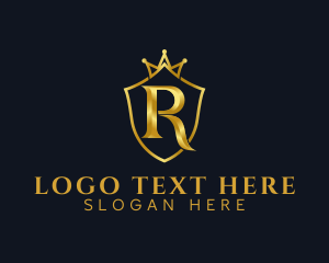 Golden Crown Letter R logo