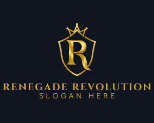 Golden Crown Letter R logo design