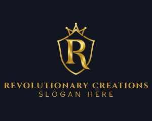 Golden Crown Letter R logo design