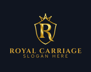 Golden Crown Letter R logo design