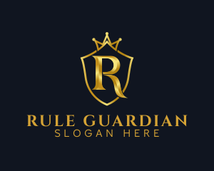 Golden Crown Letter R logo design