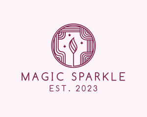 Sparkling Wick Flame logo design