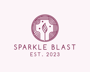 Sparkling Wick Flame logo design