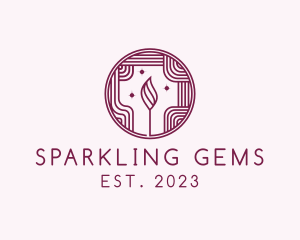 Sparkling Wick Flame logo design