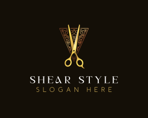 Luxury Styling Scissors Grooming logo design