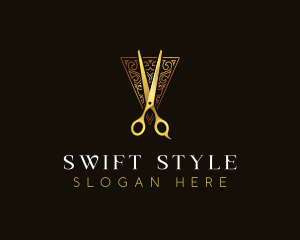 Luxury Styling Scissors Grooming logo design