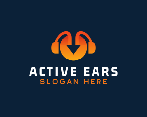 Orange Arrow Headphones logo design