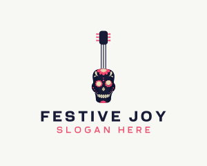 Festive Skull Guitar logo design