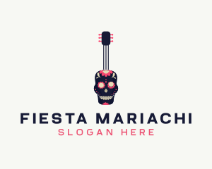 Festive Skull Guitar logo design