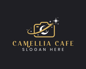 Camera Moon Shooting Star logo design