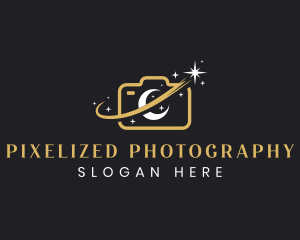 Camera Moon Shooting Star logo design