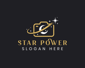 Camera Moon Shooting Star logo design