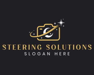 Camera Moon Shooting Star logo design