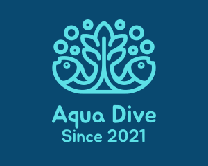 Blue Fish Coral Reef logo design