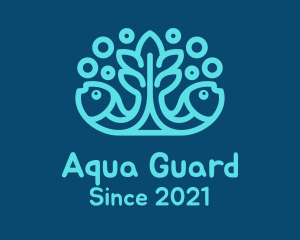 Blue Fish Coral Reef logo design