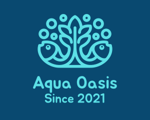 Blue Fish Coral Reef logo design