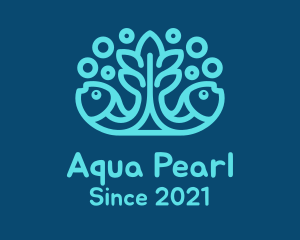 Blue Fish Coral Reef logo design