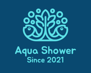 Blue Fish Coral Reef logo design