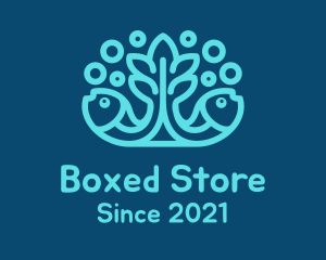 Blue Fish Coral Reef logo design